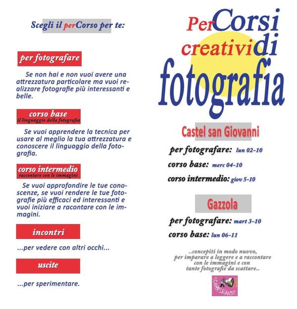 Corsi Fotografia Val Tidone e Val Luretta